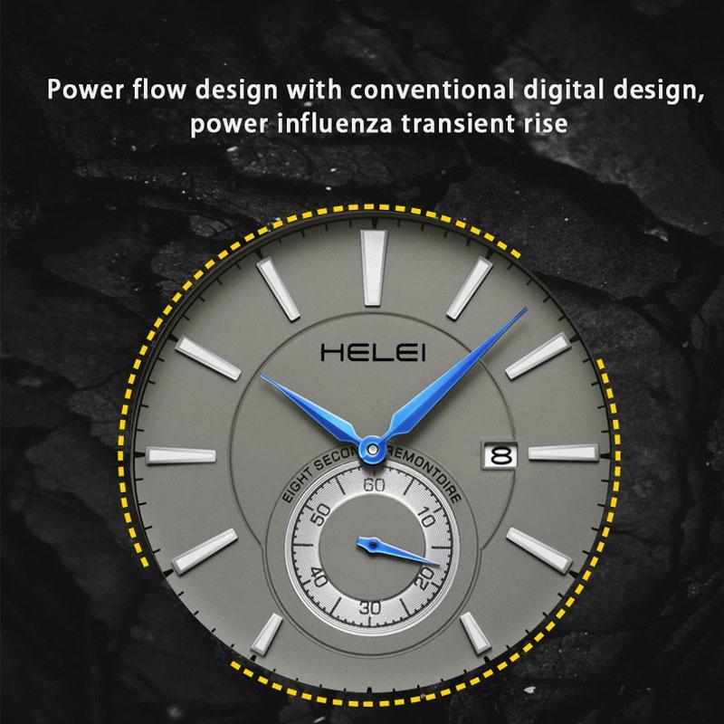 Waterproof Men Quartz Watch with Night Light - H9009b-g - Silver Black 7
