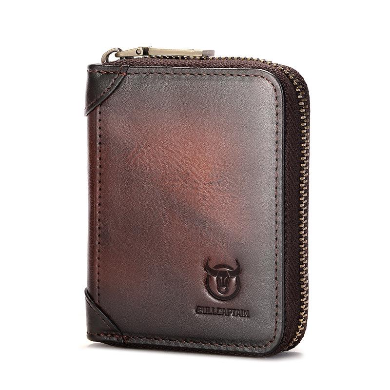 Rfid Anti Theft Cowhide Card Holder Wallet Coffee