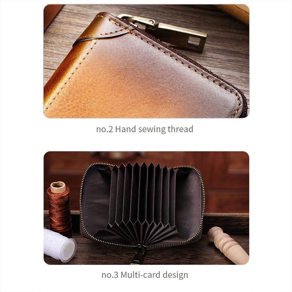 Rfid Anti Theft Cowhide Card Holder Wallet Coffee 6