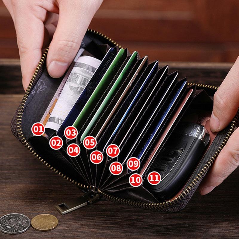 Rfid Anti Theft Cowhide Card Holder Wallet Coffee 9