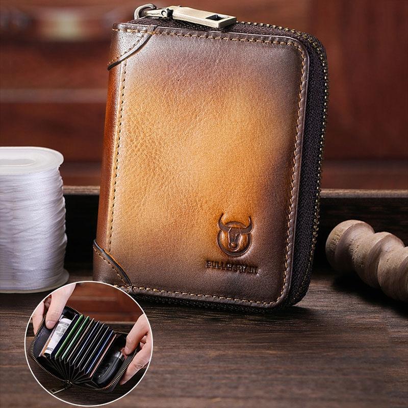 Rfid Anti Theft Cowhide Card Holder Wallet Coffee 10