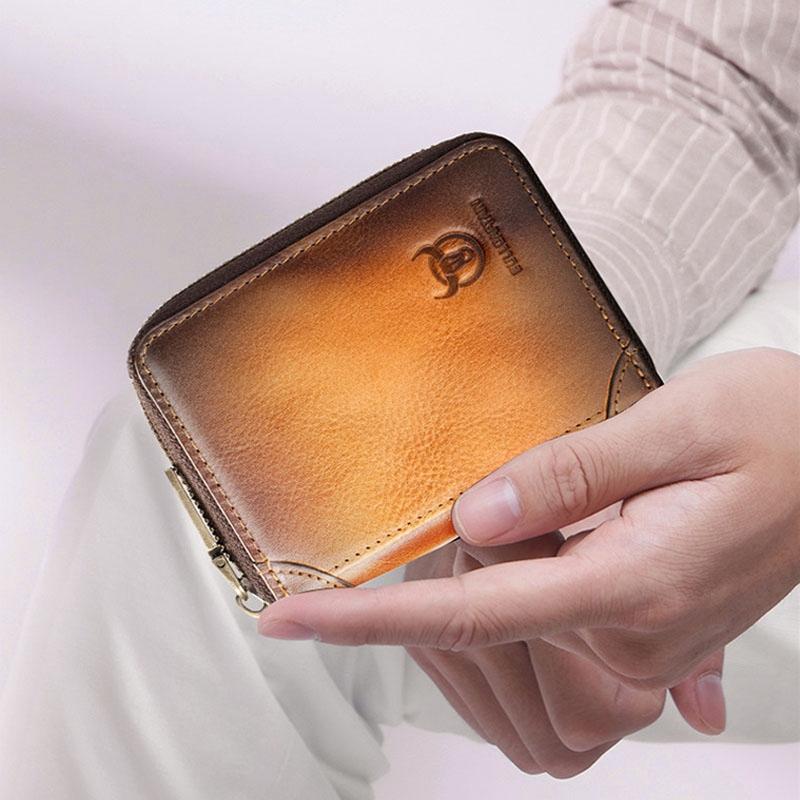 Rfid Anti Theft Cowhide Card Holder Wallet Coffee 11