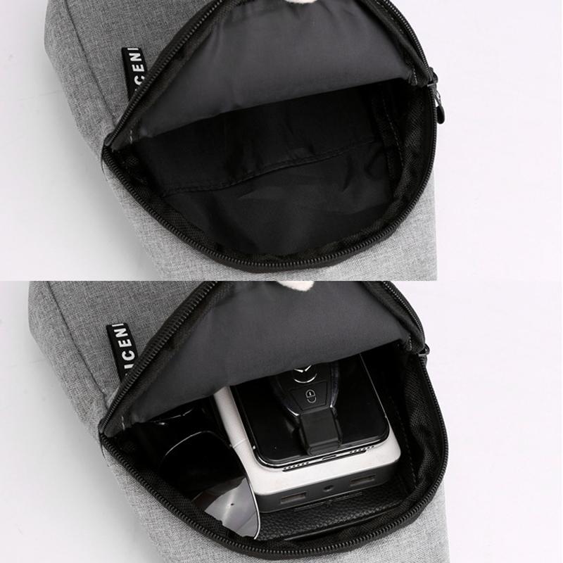 Canvas Crossbody Chest Bag For Men - Dark Blue 8