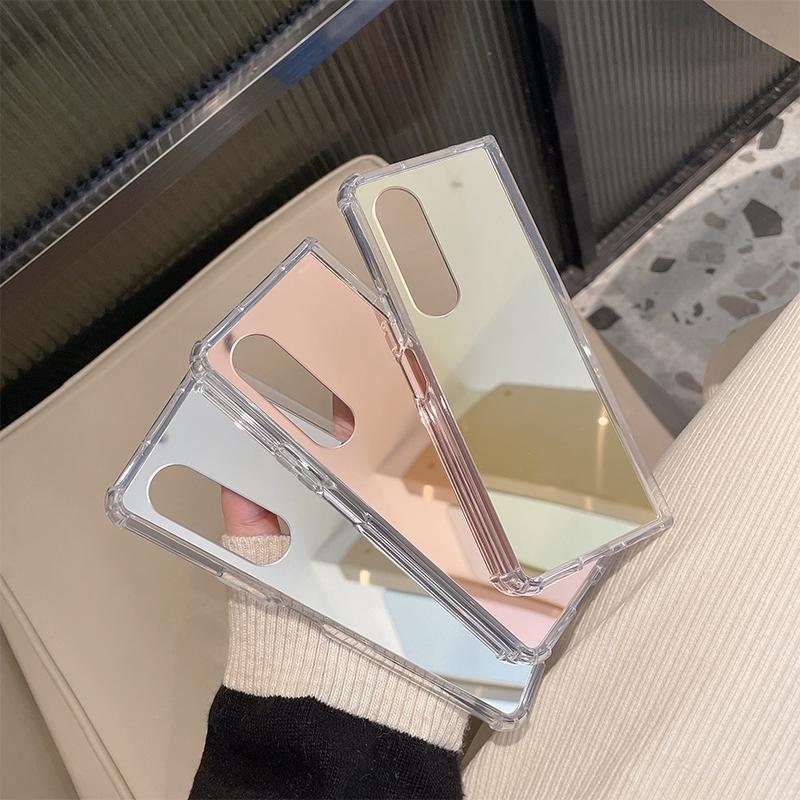 For Samsung Galaxy Z Fold4 5G Reflective Noodle Case - Reflective Finish - Rose Gold 3
