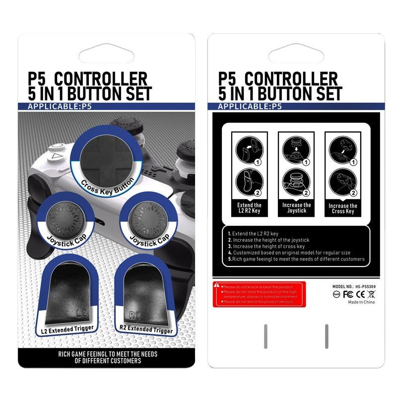 5-in-1 L1 / R1 Extended Key Game Handle for Sony Ps5 - Cross & Lengthened Keys - Black Blue 8