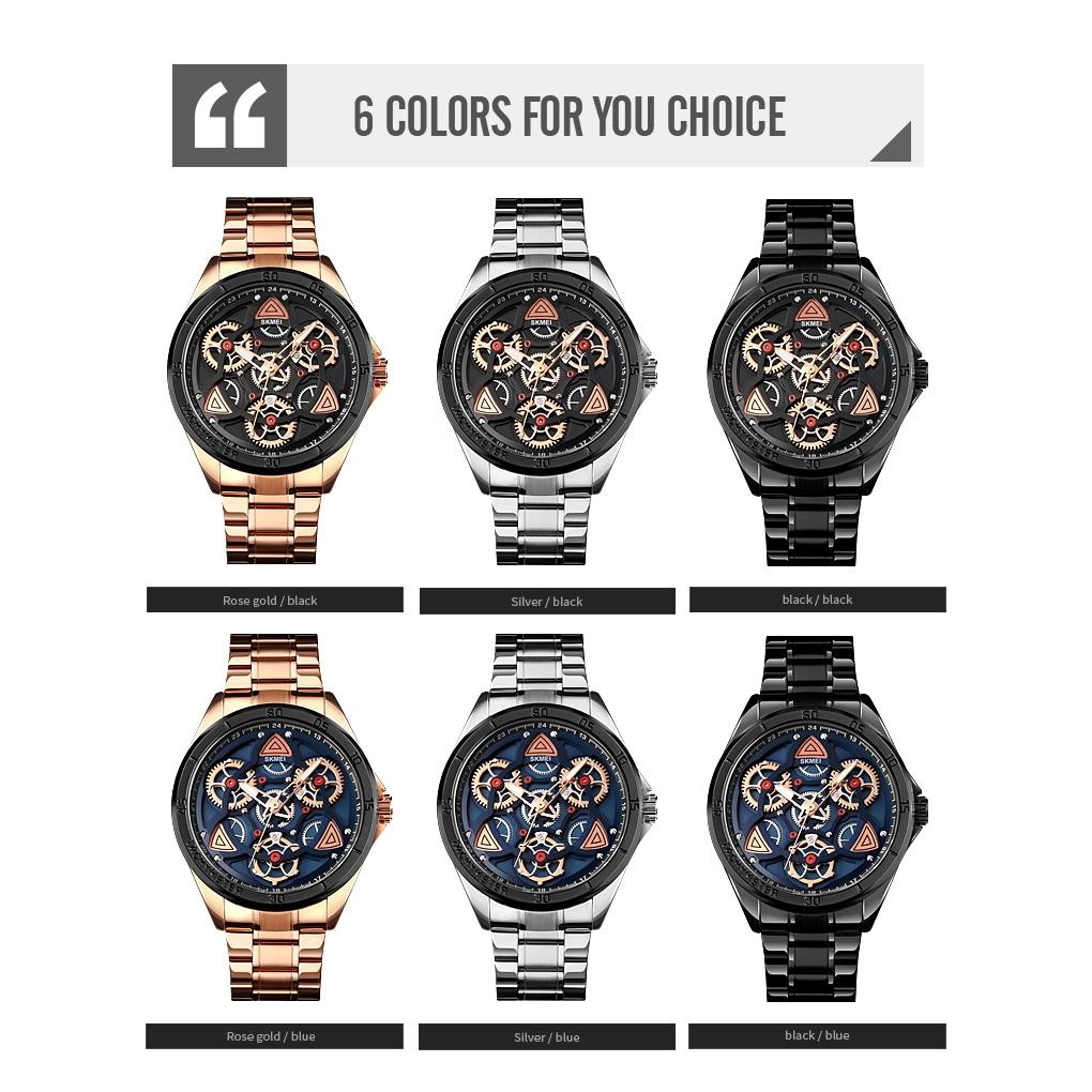 Waterproof Men Quartz Watch with Rotatable Gear Dial - Black Shell Black Surface 3