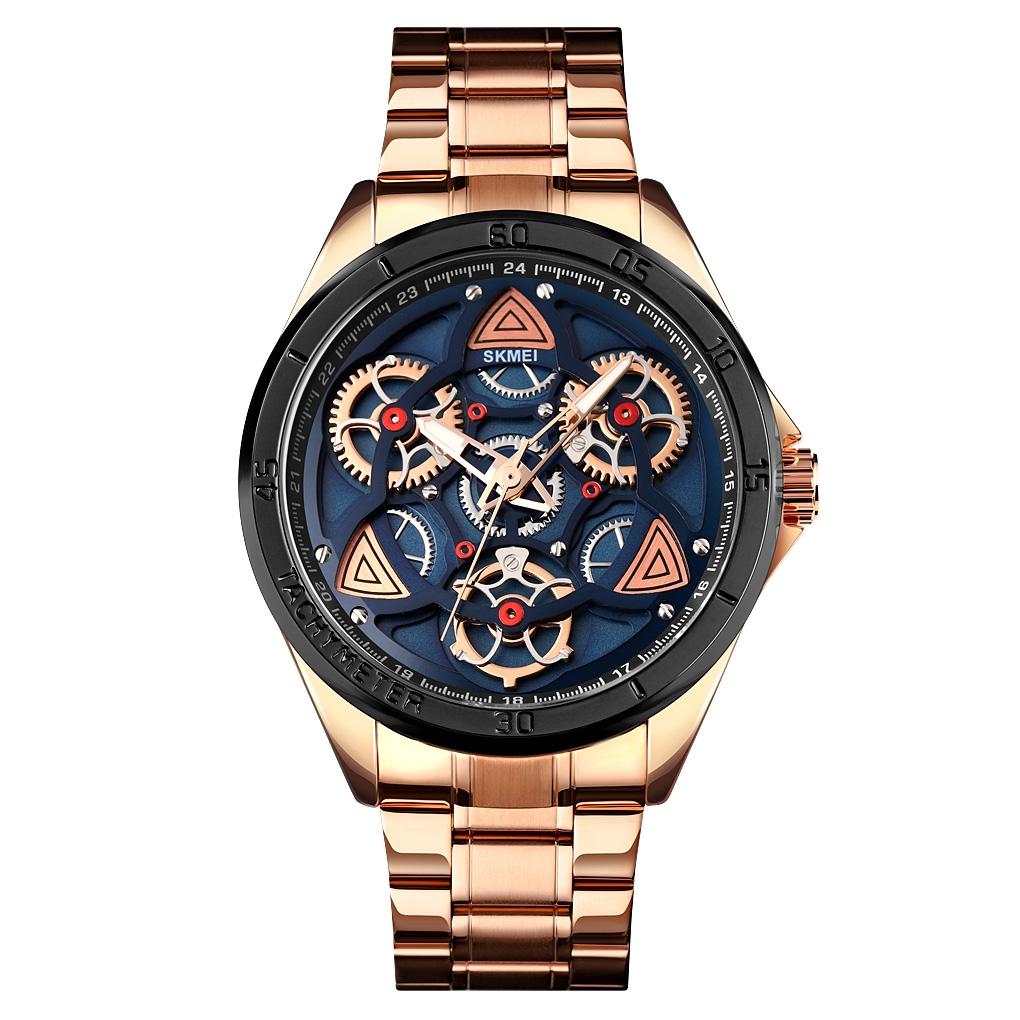 Waterproof Men Quartz Watch with Rotatable Gear Dial - Black Shell Black Surface 14