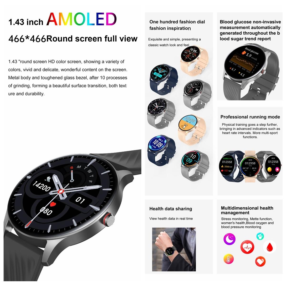 1.43 Inch Amoled Smart Watch With Bt Call & Health Tracking - Gold 6