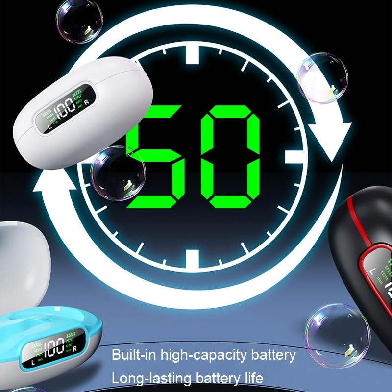 Wireless Bluetooth Earphone with Charging Case - Clip-on - Black Red 10