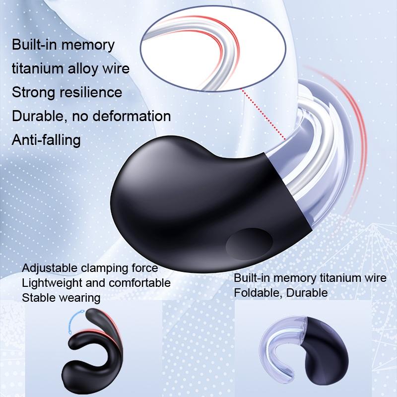 Wireless Bluetooth Earphone with Charging Case - Clip-on - Black Red 11
