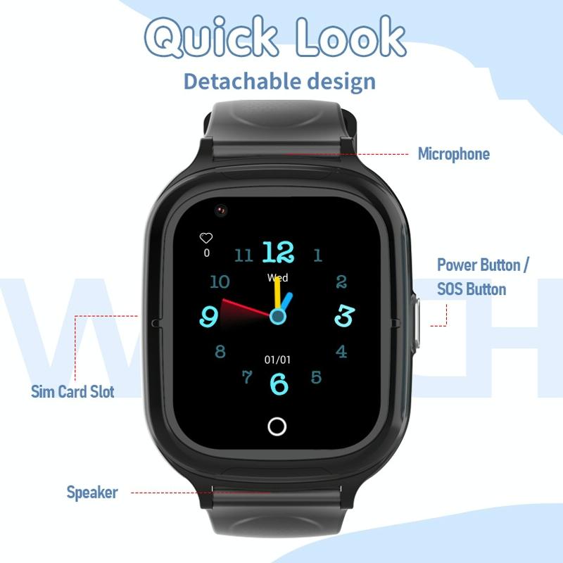 4G Kids Smart Phone Positioning Watch Ip67 Waterproof / Video / Voice Calling - Black 4