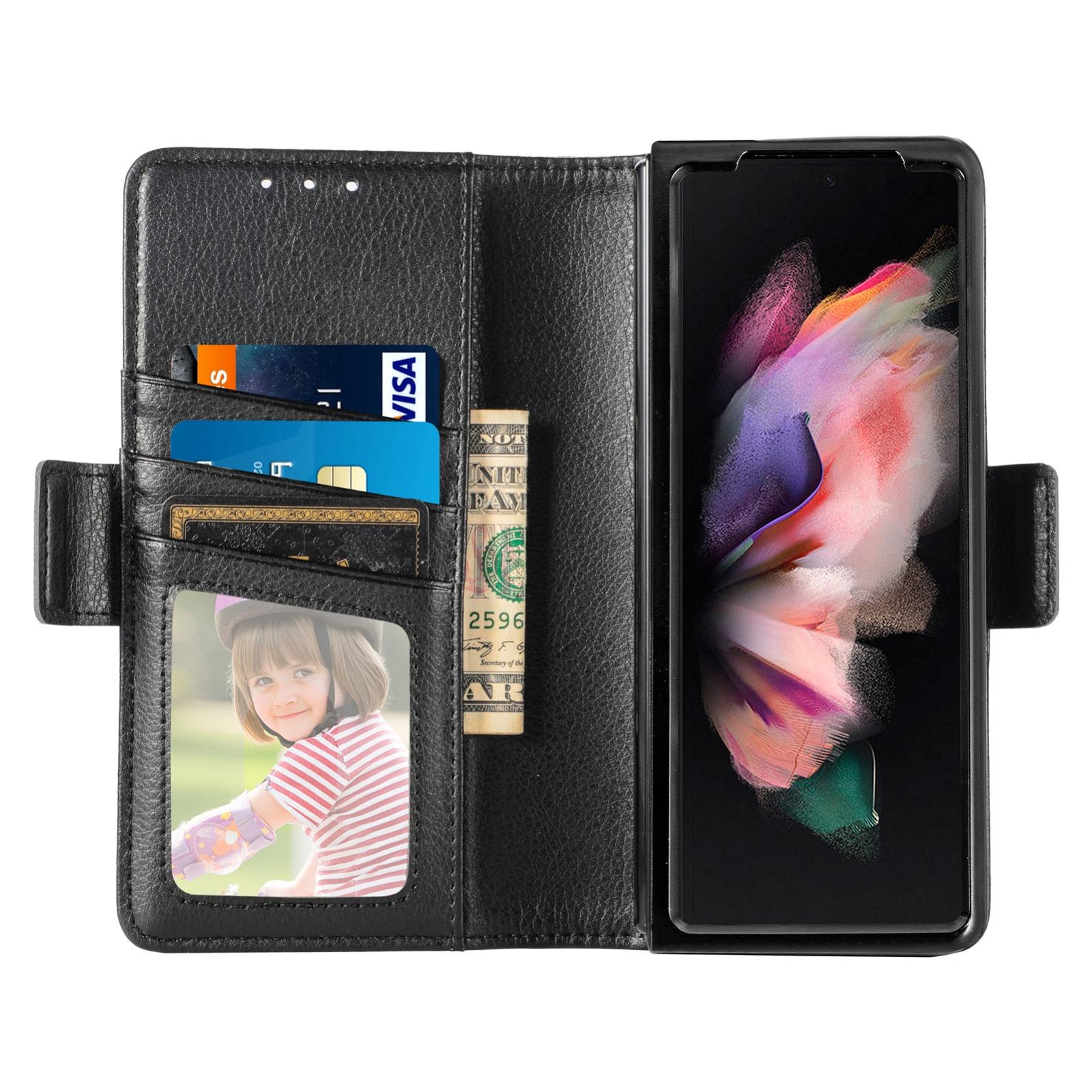 For Samsung Galaxy Z Fold4 5G Litchi Pattern Case With Pen And Card Slots - 4 - Rose Gold 5