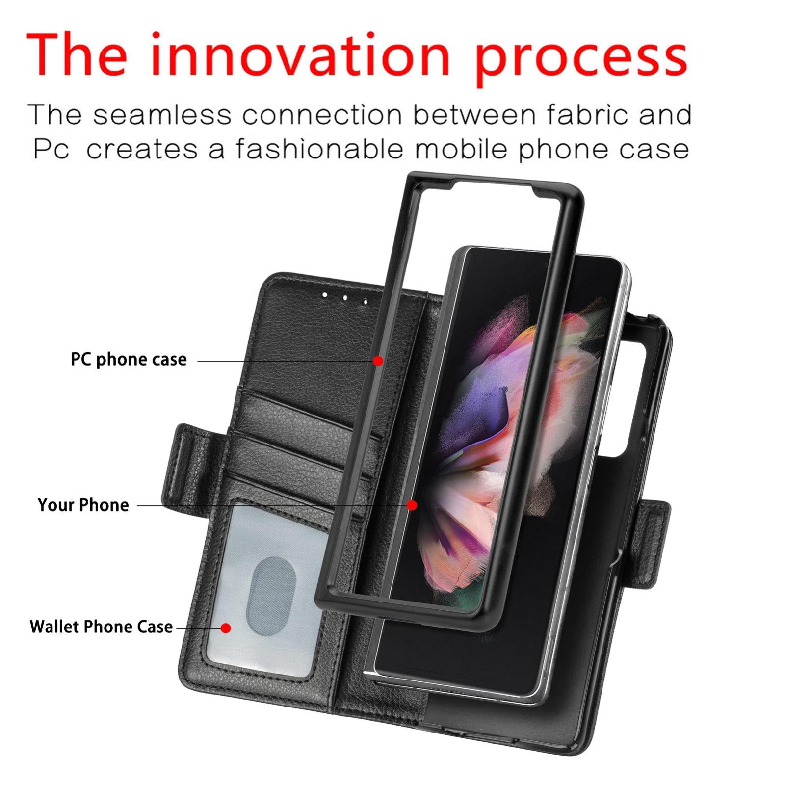 For Samsung Galaxy Z Fold4 5G Litchi Pattern Case With Pen And Card Slots - 4 - Rose Gold 7
