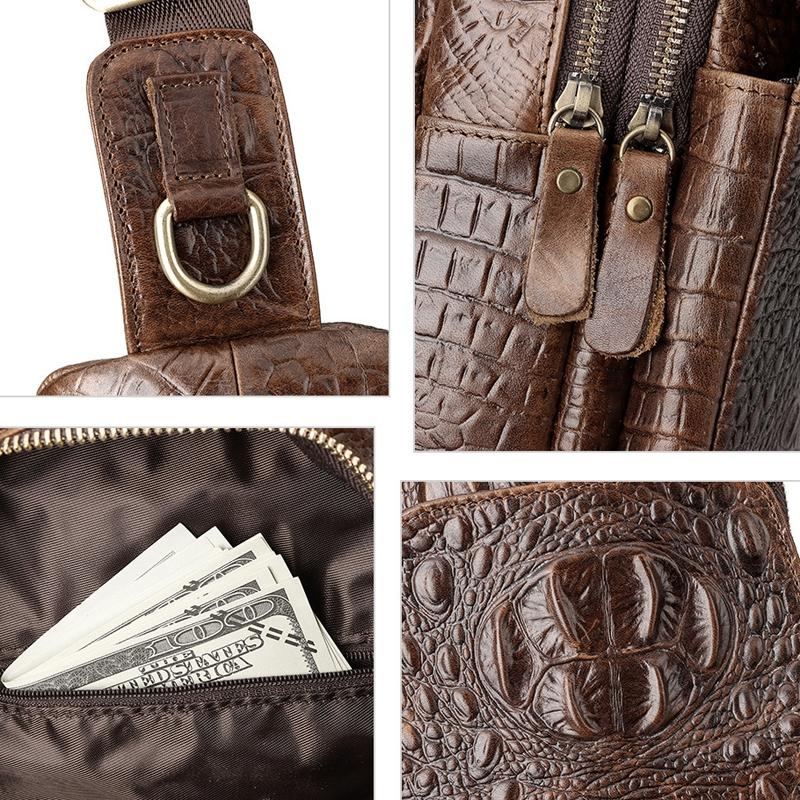 Leather Men Crossbody Bag - Black 6