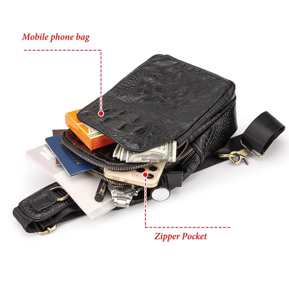 Leather Men Crossbody Bag - Black 7