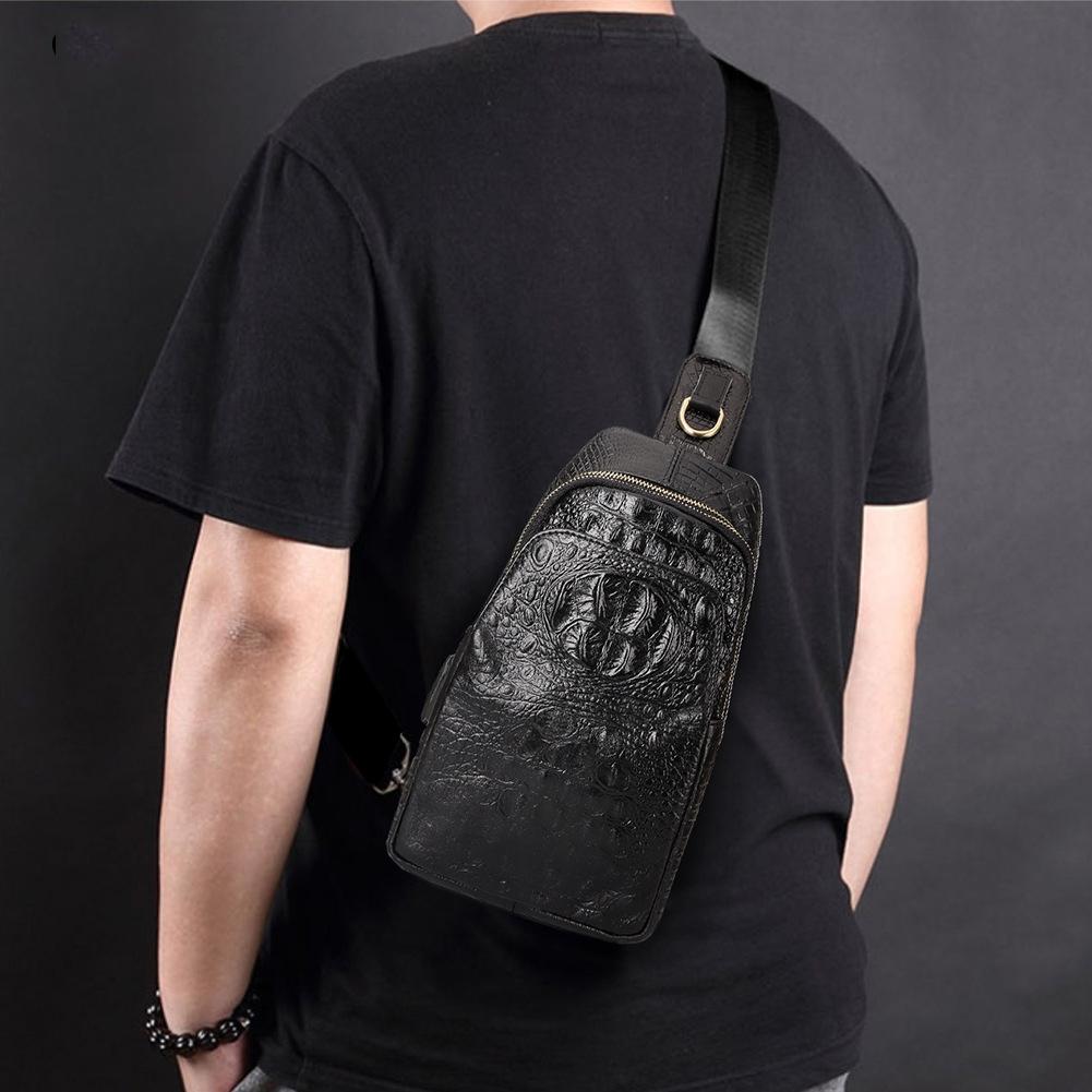 Leather Men Crossbody Bag - Black 8