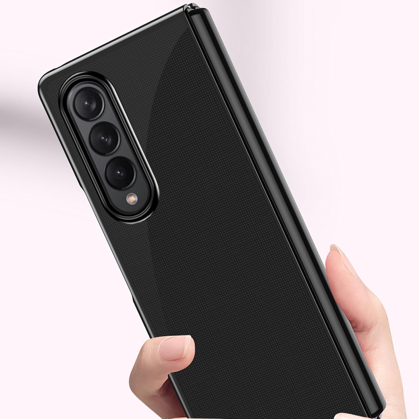 For Samsung Galaxy Z Fold4 5G Shockproof Clear Phone Case - Black 4