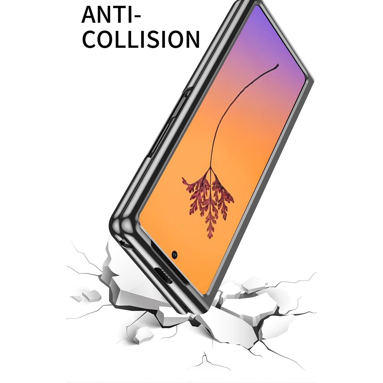 For Samsung Galaxy Z Fold4 5G Shockproof Clear Phone Case - Black 6