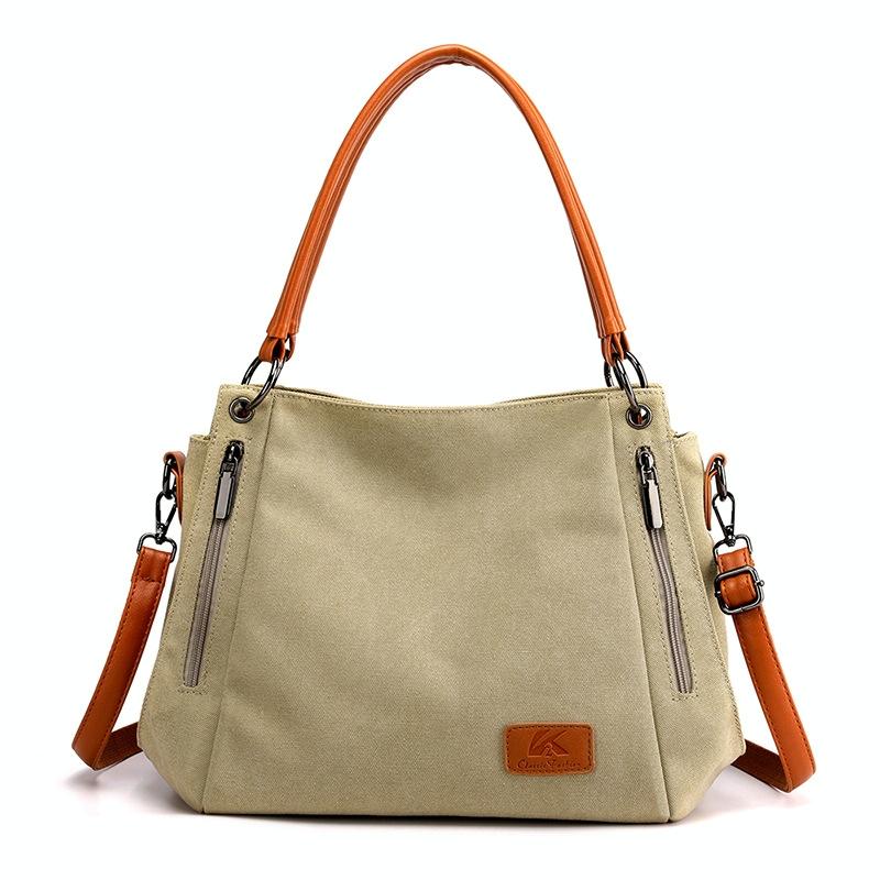 Canvas Shoulder Bag - Spacious and Stylish - Grey 10