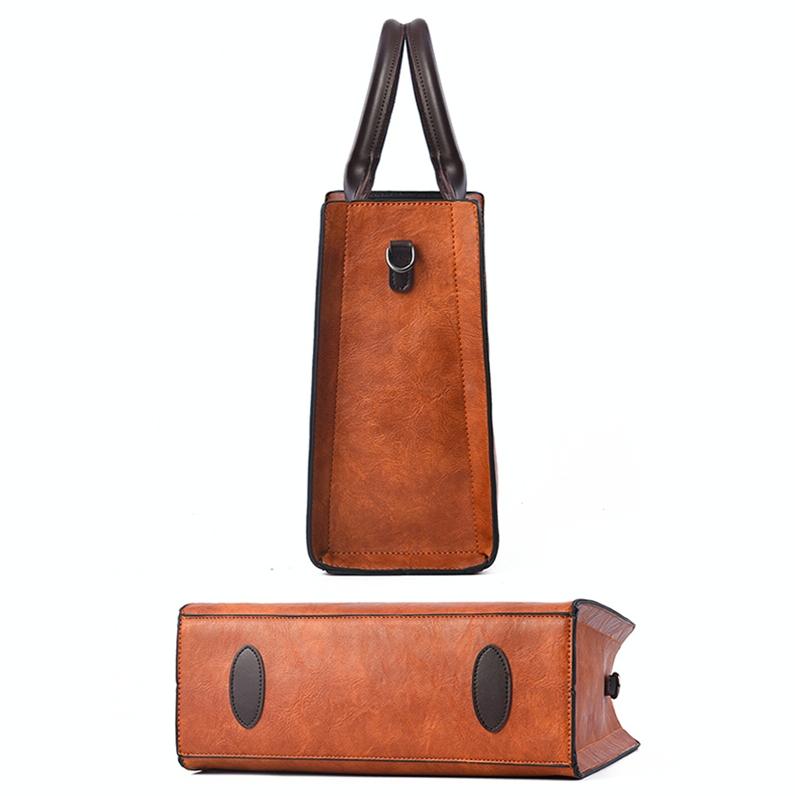 Retro Square Handbag for Commuting - Vintage Style - Khaki 5