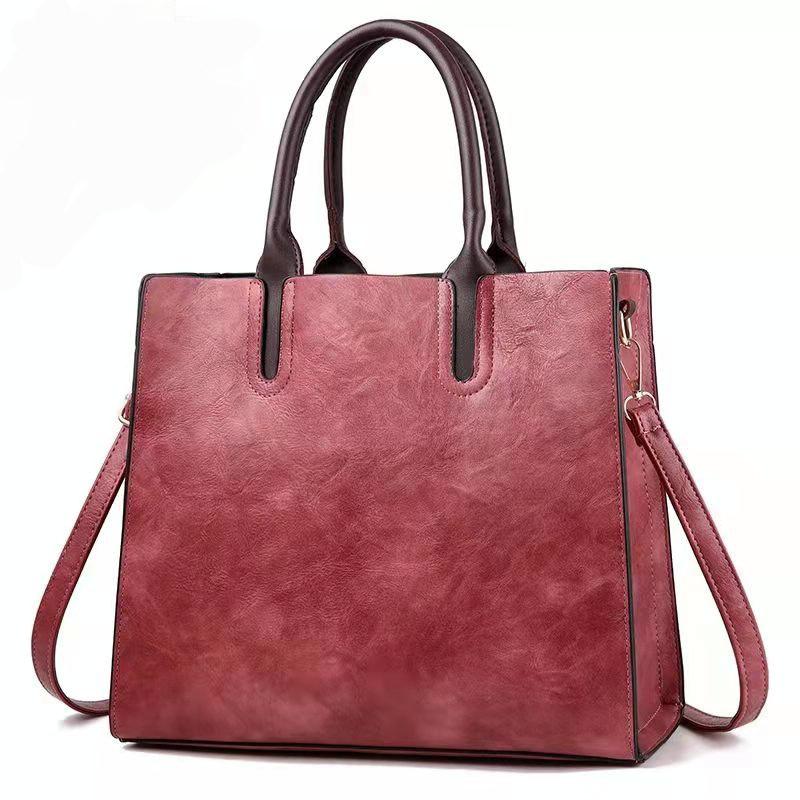 Retro Square Handbag for Commuting - Vintage Style - Khaki 13