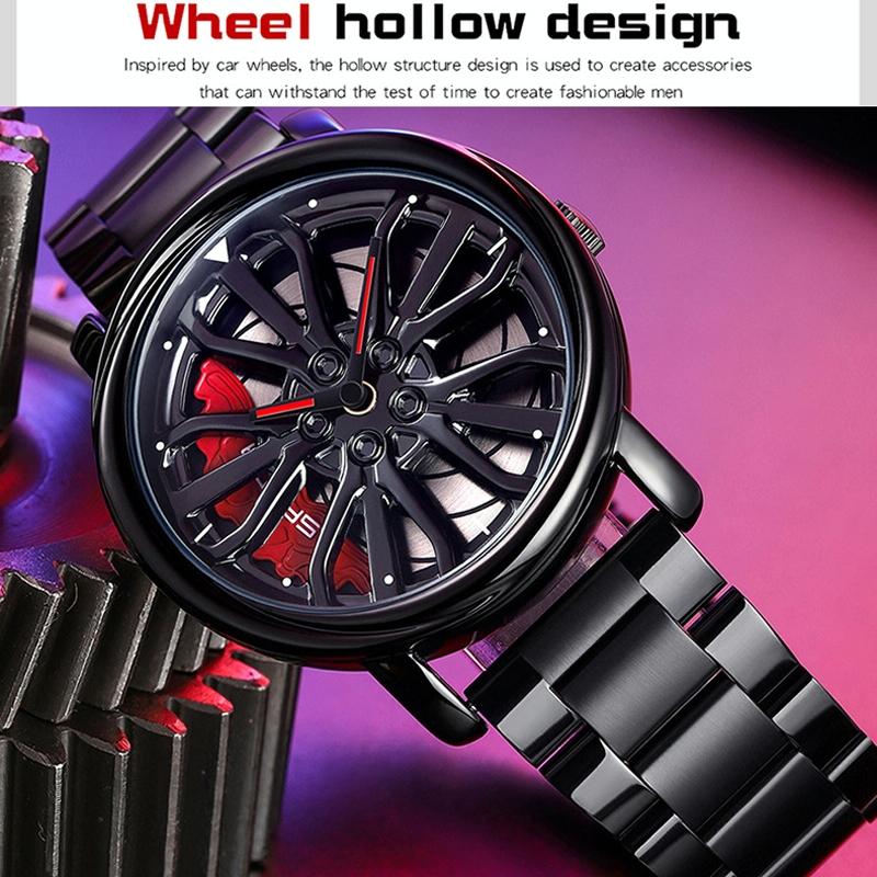Personalized Skeleton Quartz Watch with Steel Strap for Men - Silver 7