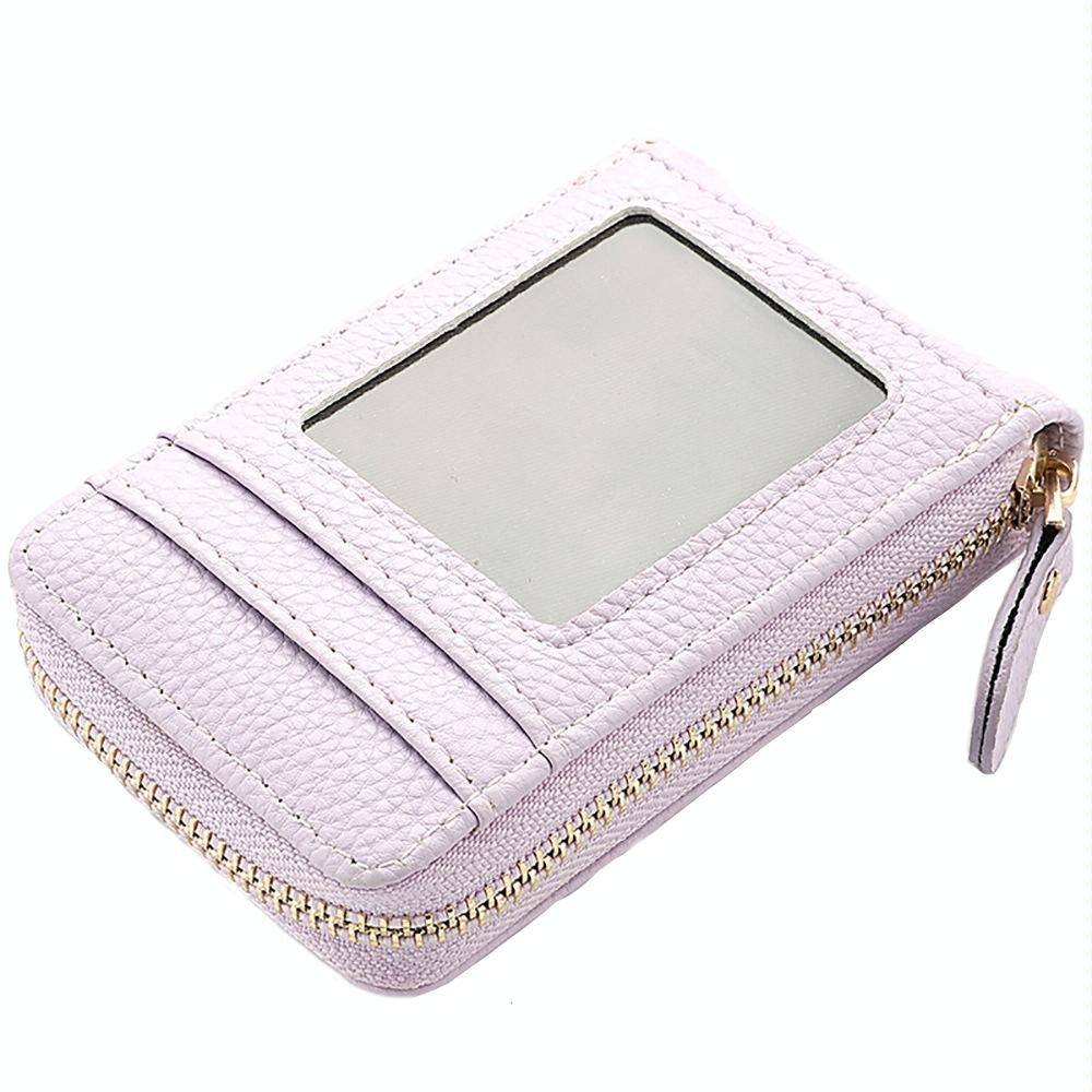 Multi Slot Short Card Holder With Zipper Coin Purse Pu Leather - Purple 11