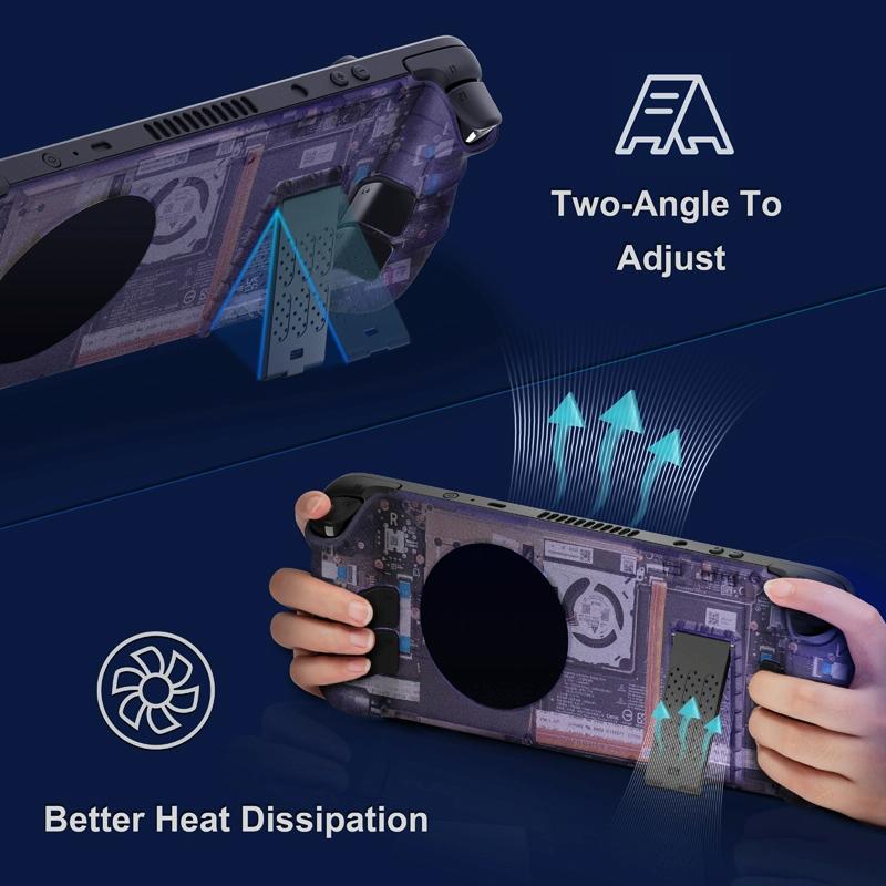 Steam Deck Gaming Console Case With Transparent Thermal Back And Bracket - Cyan 7