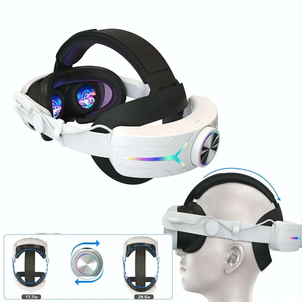 Foldable Rgb Headset for Meta Quest 3 - Usb Rechargeable - Black 3