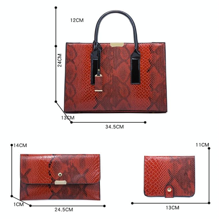 Stylish 3-in-1 Snakeskin Diagonal Handbag - Fashionable and Versatile - Brown 5