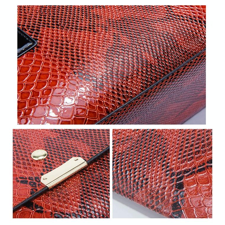 Stylish 3-in-1 Snakeskin Diagonal Handbag - Fashionable and Versatile - Brown 7