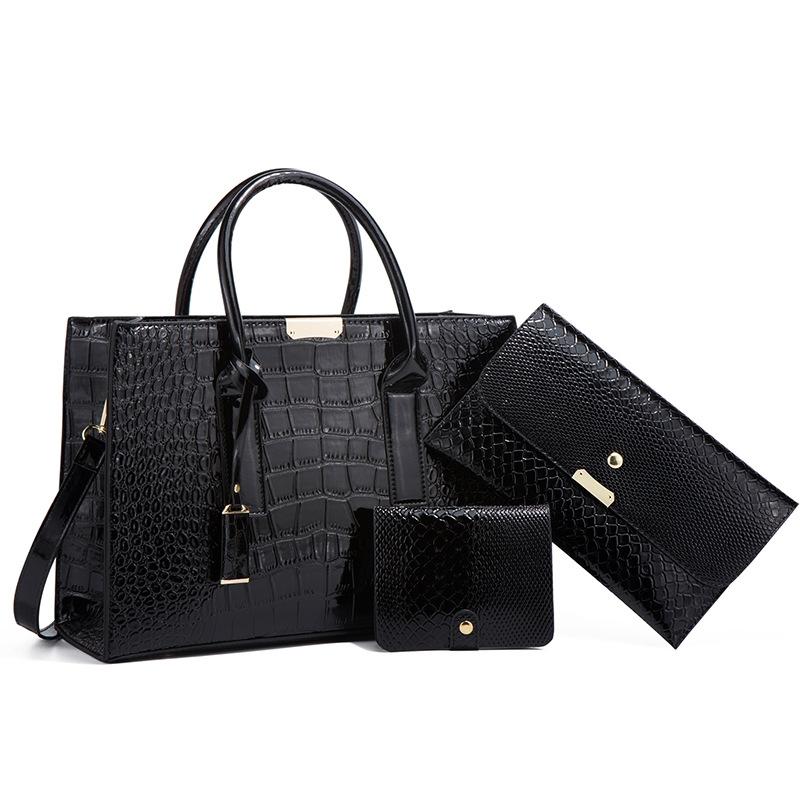 Stylish 3-in-1 Snakeskin Diagonal Handbag - Fashionable and Versatile - Brown 11