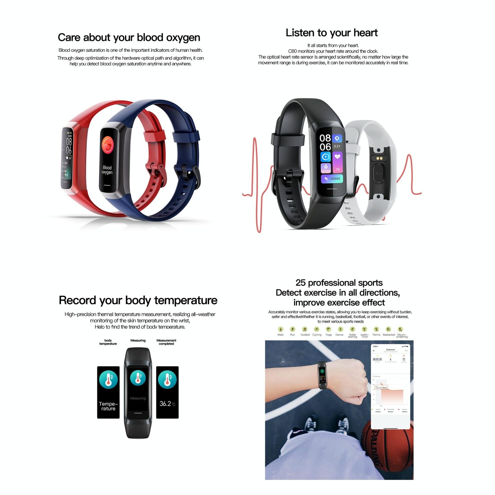 Ip67 Waterproof Smart Fitness Band - Compact And Durable - Red 3