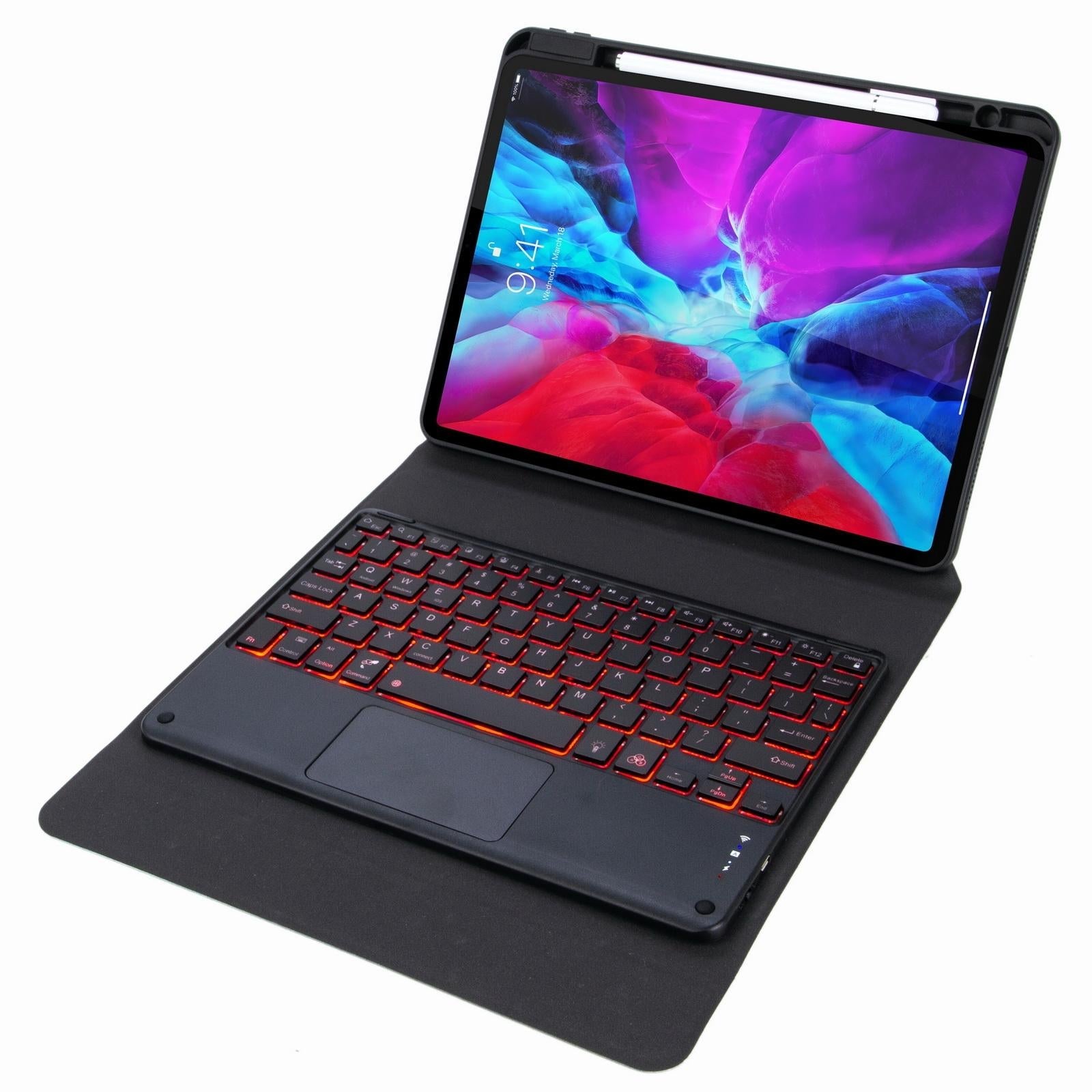 Bluetooth Keyboard Leather Case For Ipad 10.2 / Pro 10.5 - Touch Backlight Three-Fold Holder - Purple 10