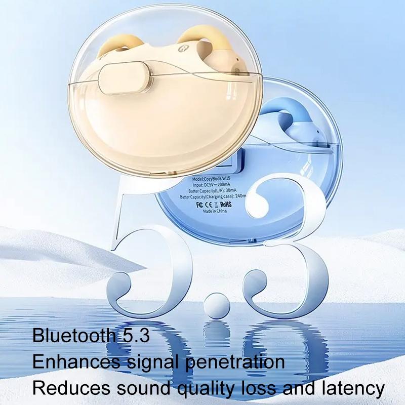 Wireless Bluetooth Earphone - Transparent Ear Clip - Ows Sports - Blue 7