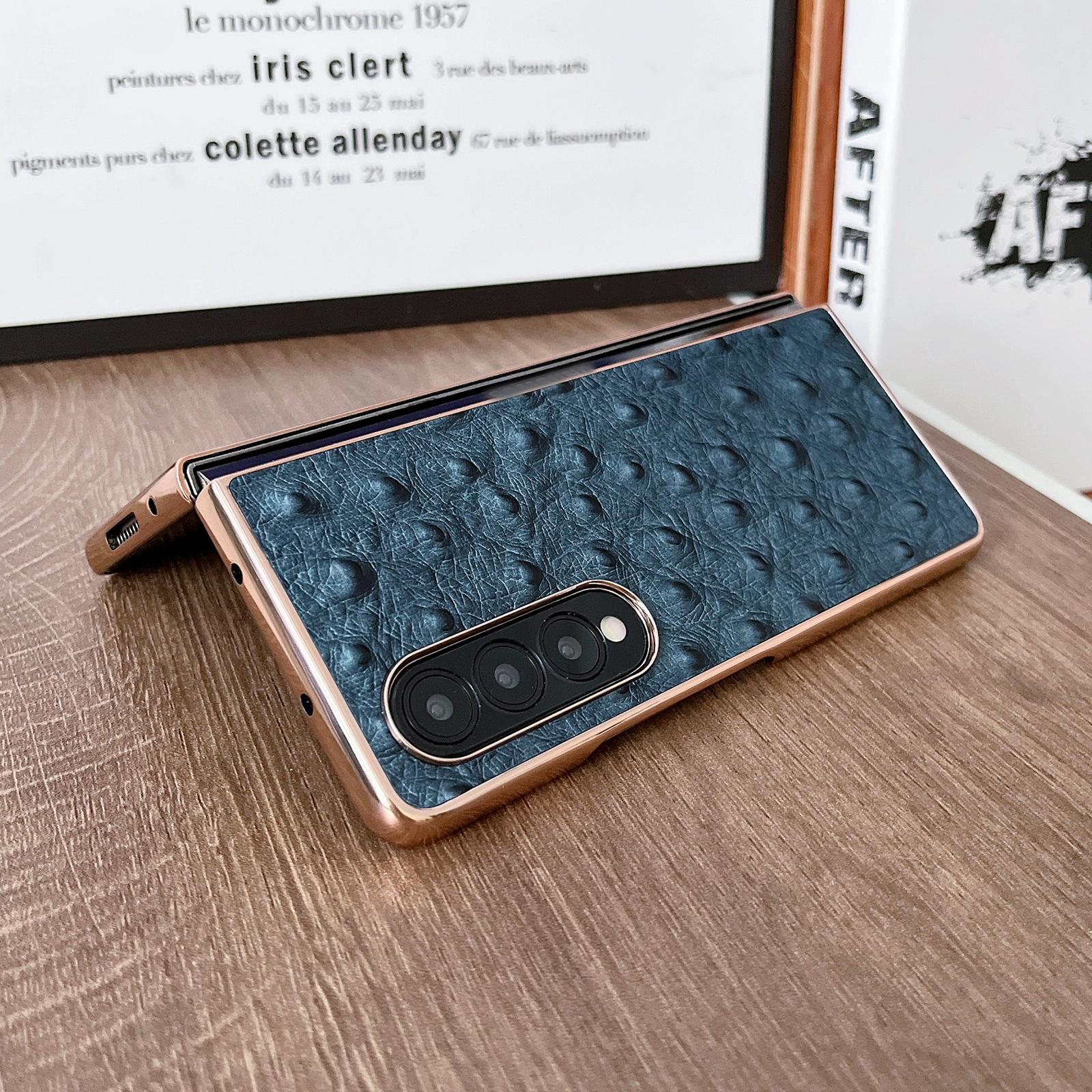 For Samsung Galaxy Z Fold4 5G Ostrich Leather Phone Case - Black 4