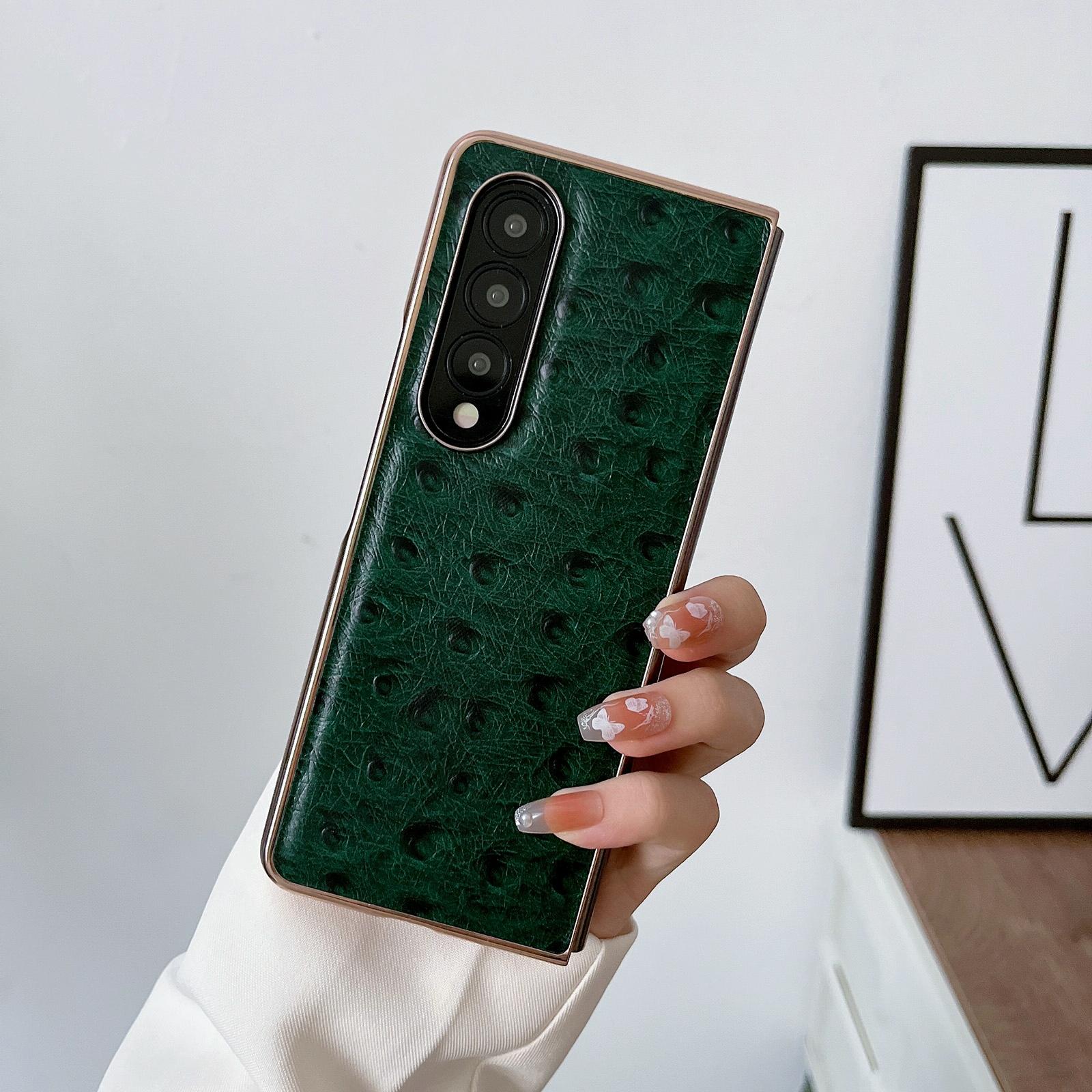 For Samsung Galaxy Z Fold4 5G Ostrich Leather Phone Case - Black 8