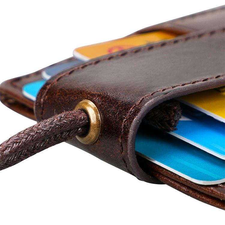 Leather Rfid Card Holder Lanyard - Compact & Secure - Coffee 8