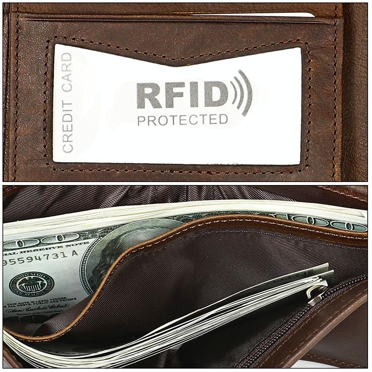 Leather Rfid Wallet with Card Slots for Men - 8020 Coffee 11