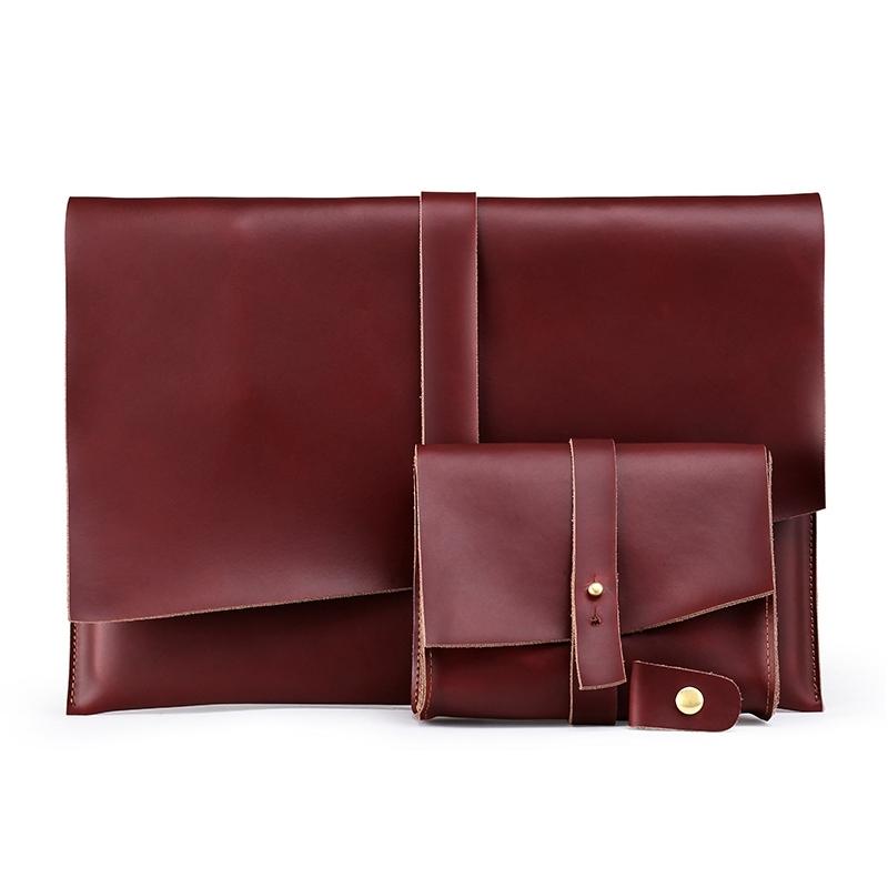 13 Laptop / Tablet Bag - Genuine Leather - Universal - Cable Winder - Business Power Adapter - Coffee 3