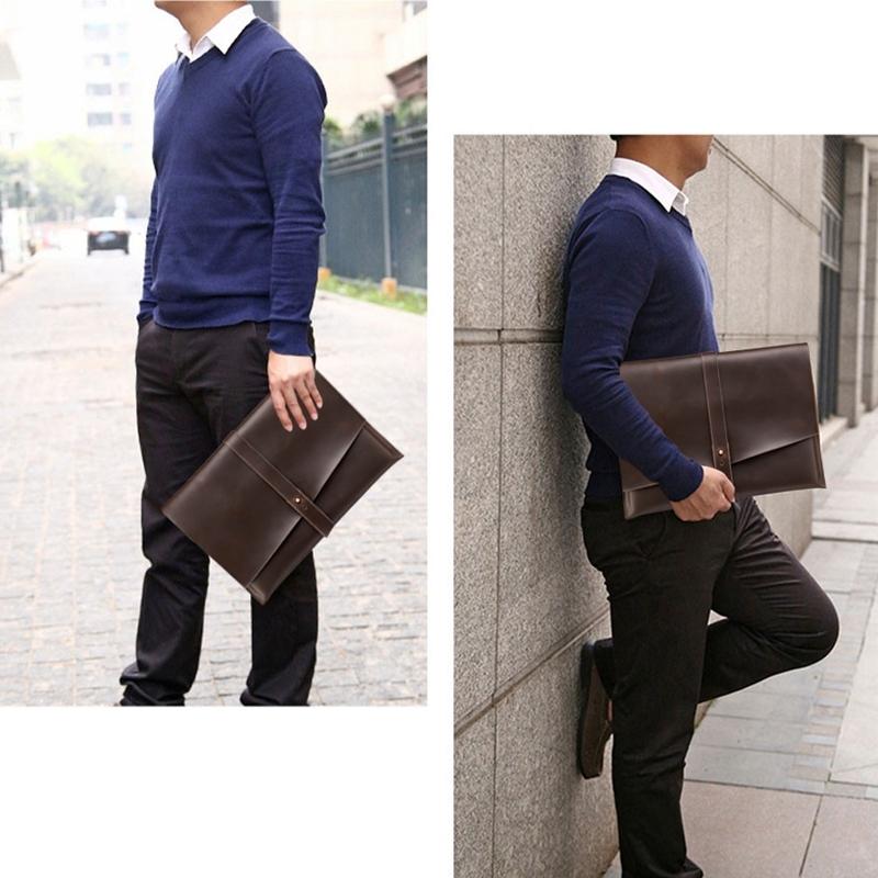 13 Laptop / Tablet Bag - Genuine Leather - Universal - Cable Winder - Business Power Adapter - Coffee 8