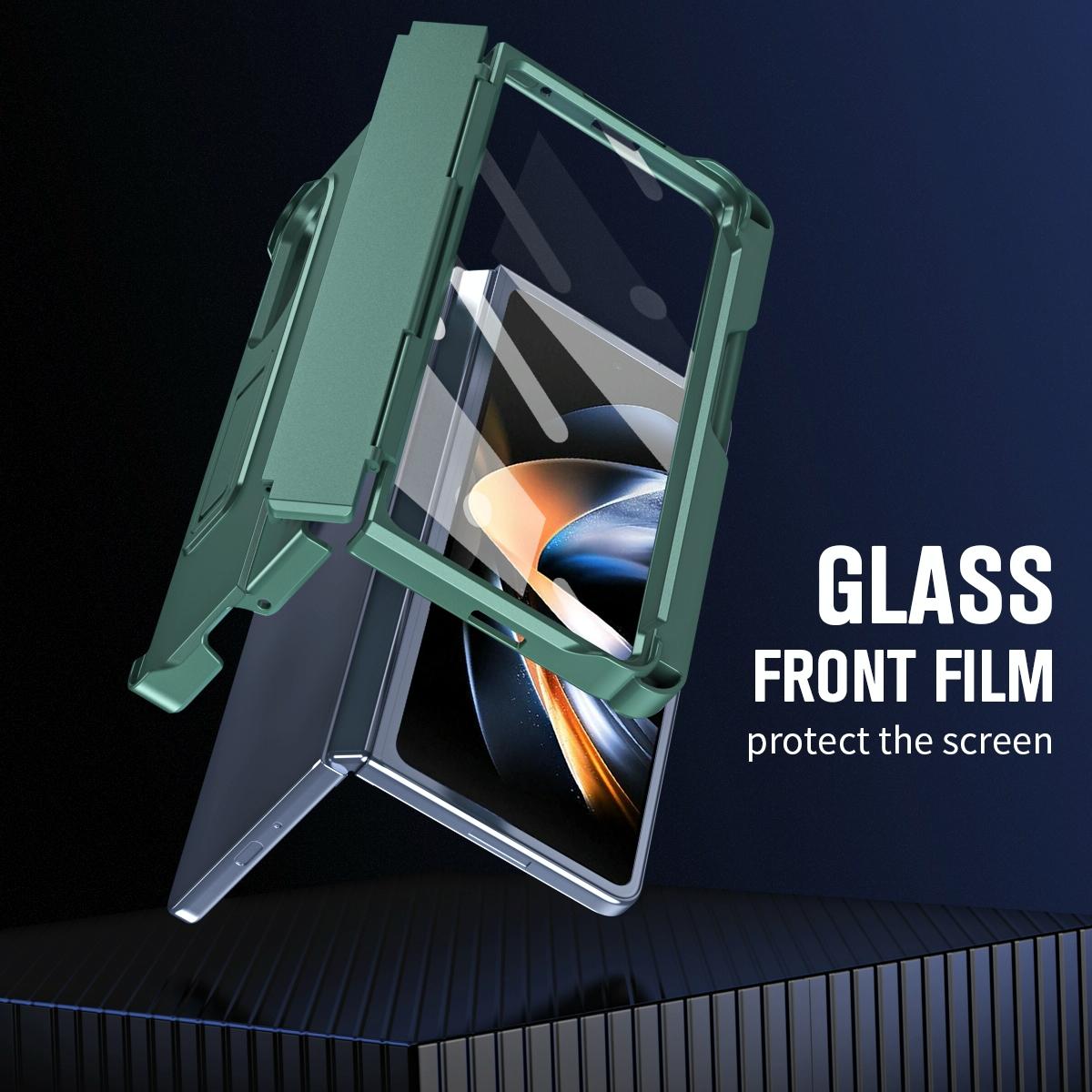 For Samsung Galaxy Z Fold4 5G Shockproof Diamond Case With Hinge And Pen - Black 6