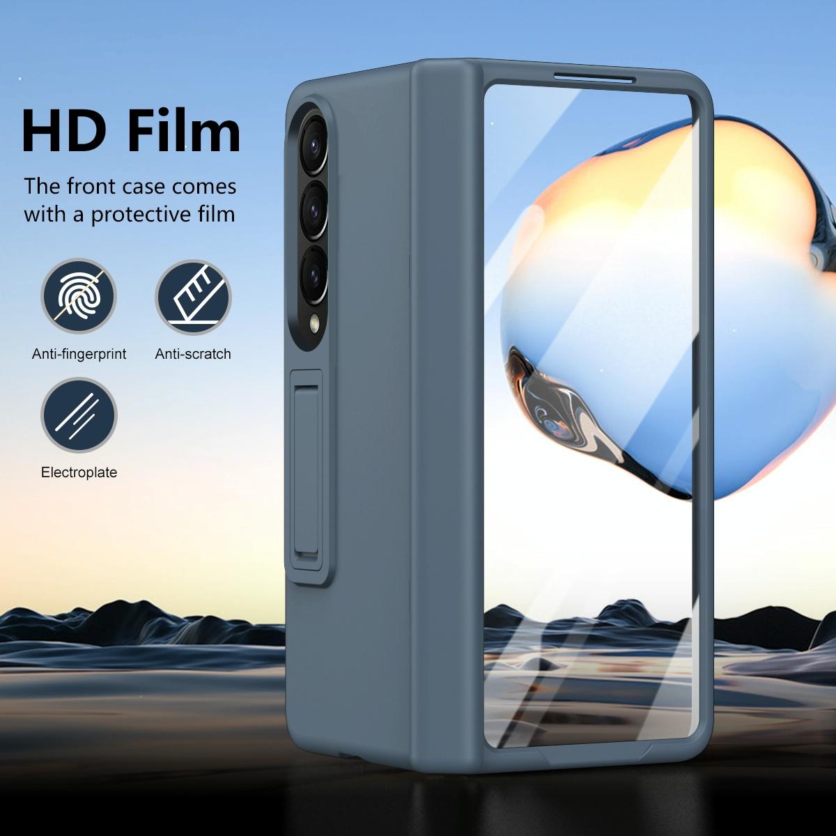 For Samsung Galaxy Z Fold4 5G Shockproof Case With Holder - All-Inclusive - Grey 3