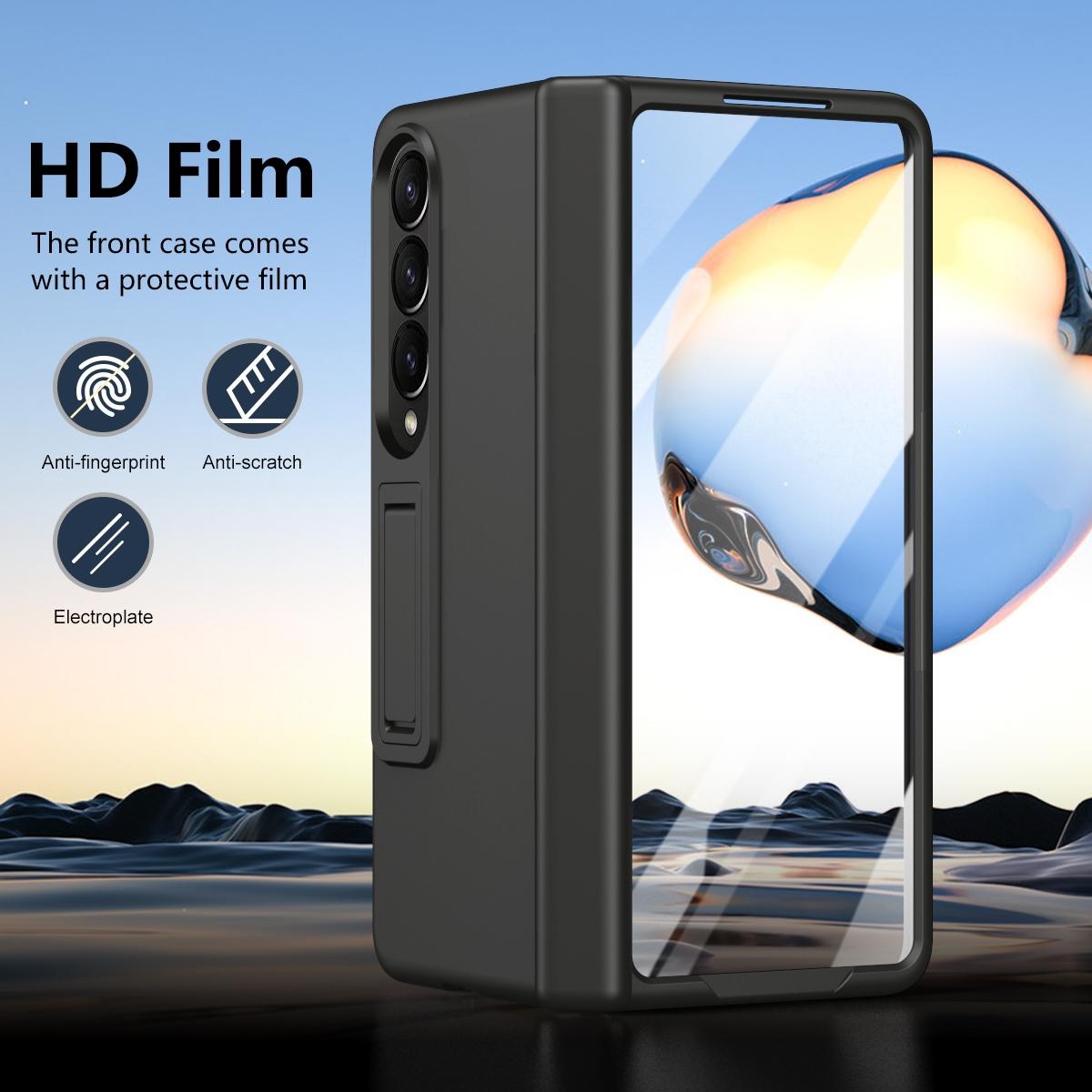 For Samsung Galaxy Z Fold4 5G Shockproof Case With Holder - All-Inclusive - Grey 10