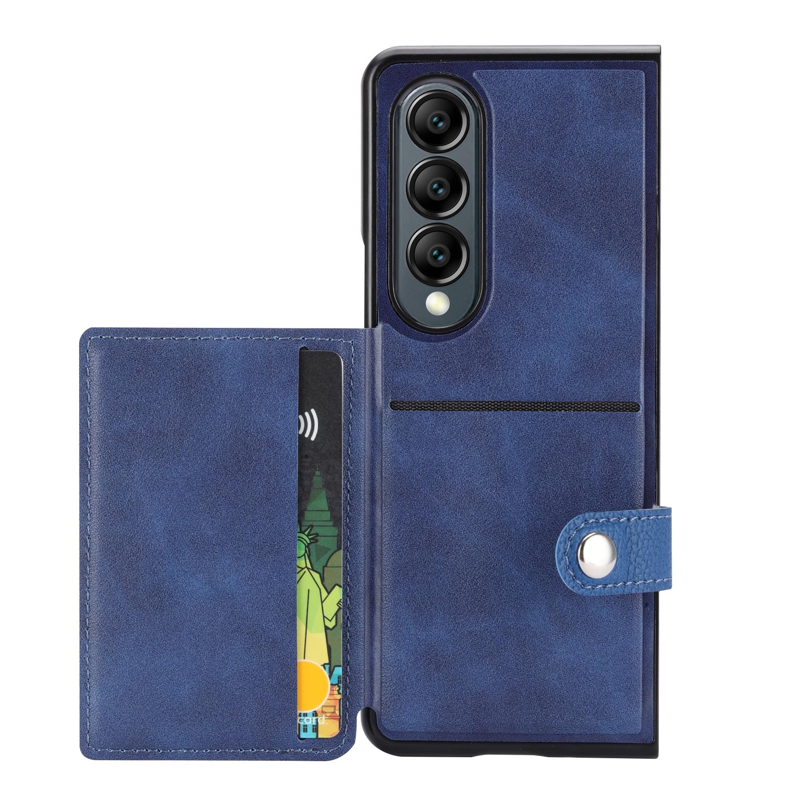 For Samsung Galaxy Z Fold4 5G Samsung Galaxy Z Fold4 Litchi Pattern Single Button Card Holder Phone Case - Brown 3