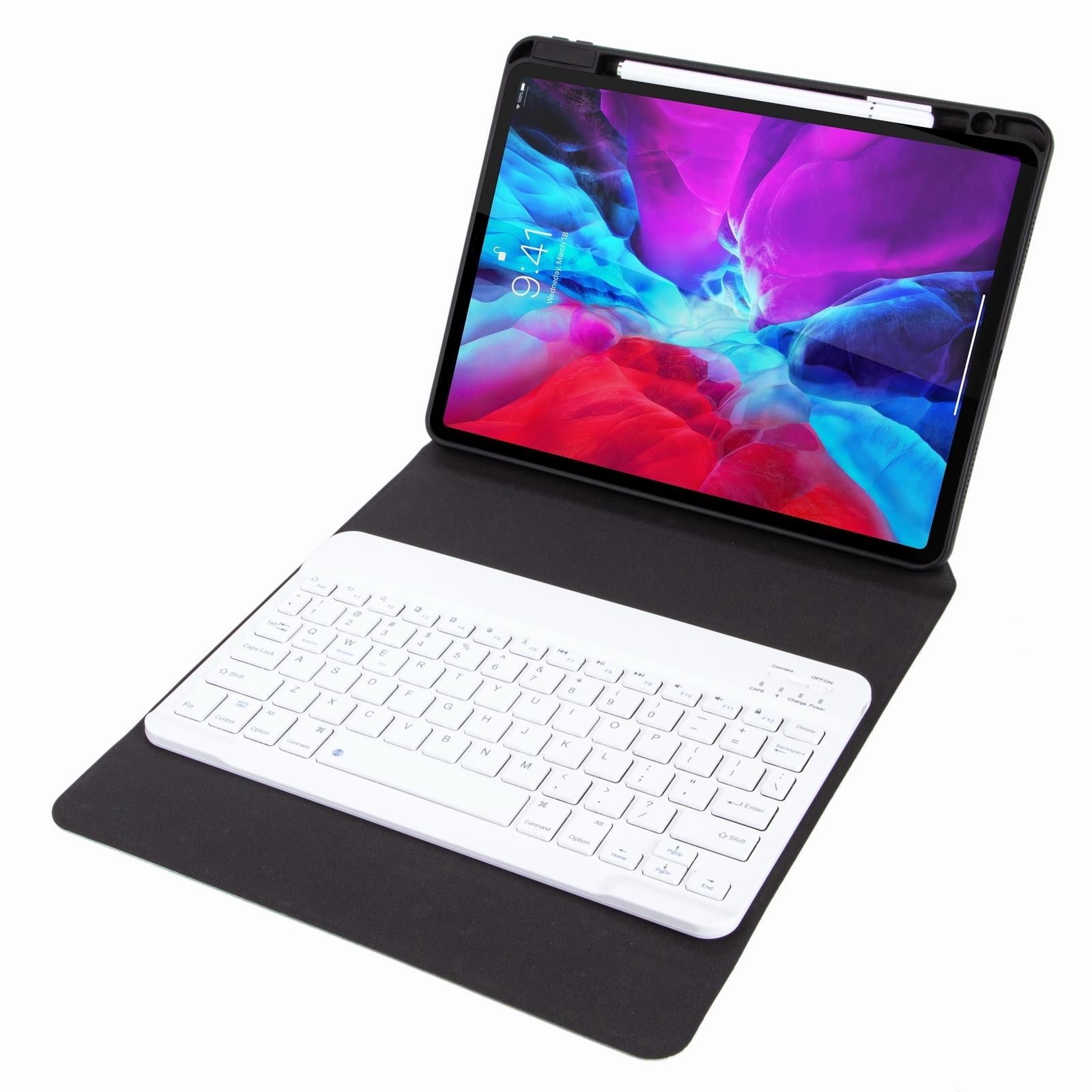 Leather Case With Bluetooth Keyboard For Ipad 9.7 2018 & 2017 - Three-Fold Holder - Purple 12