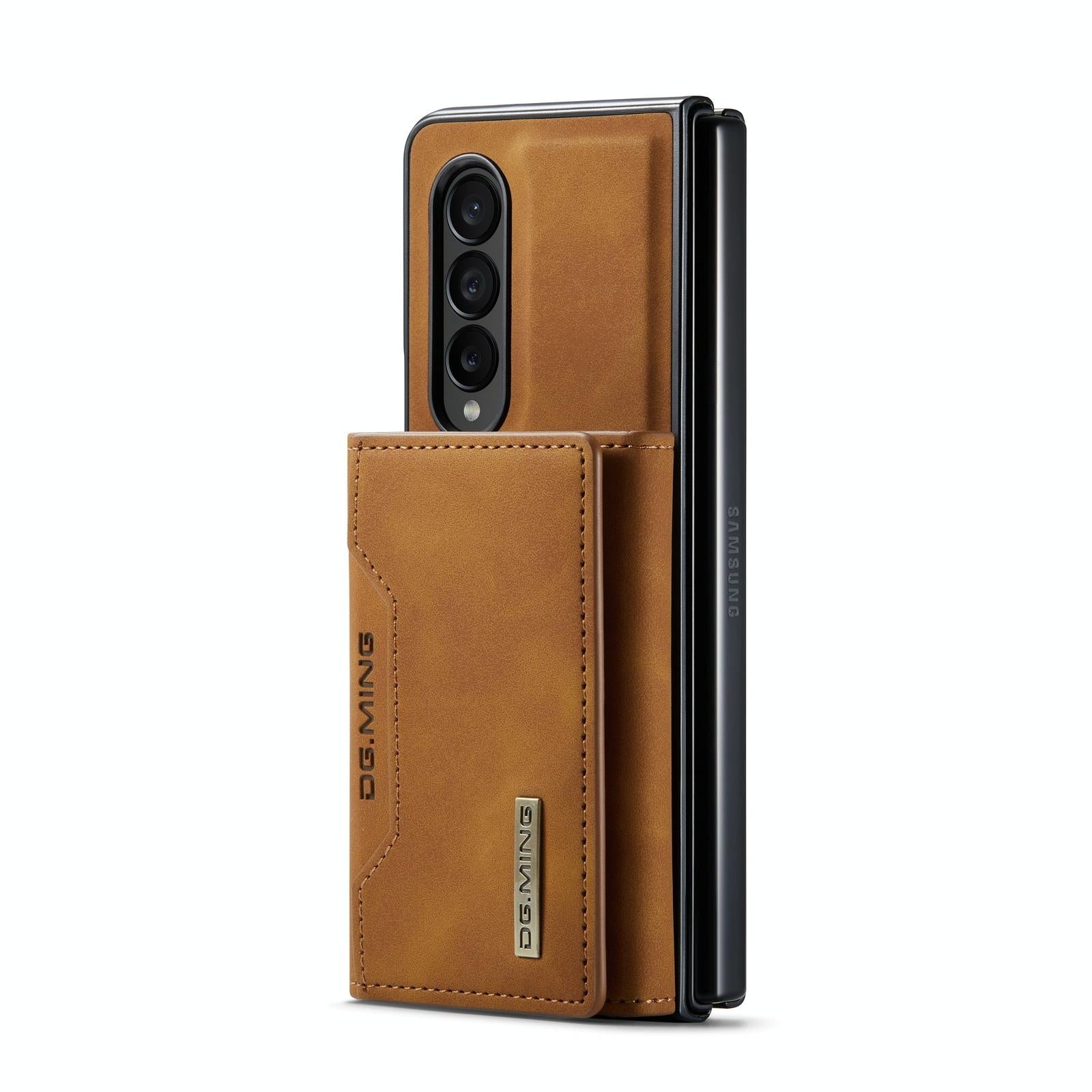 For Samsung Galaxy Z Fold4 5G Multi-Card Phone Case - Fits Dg.Ming M2 Series - Coffee 14