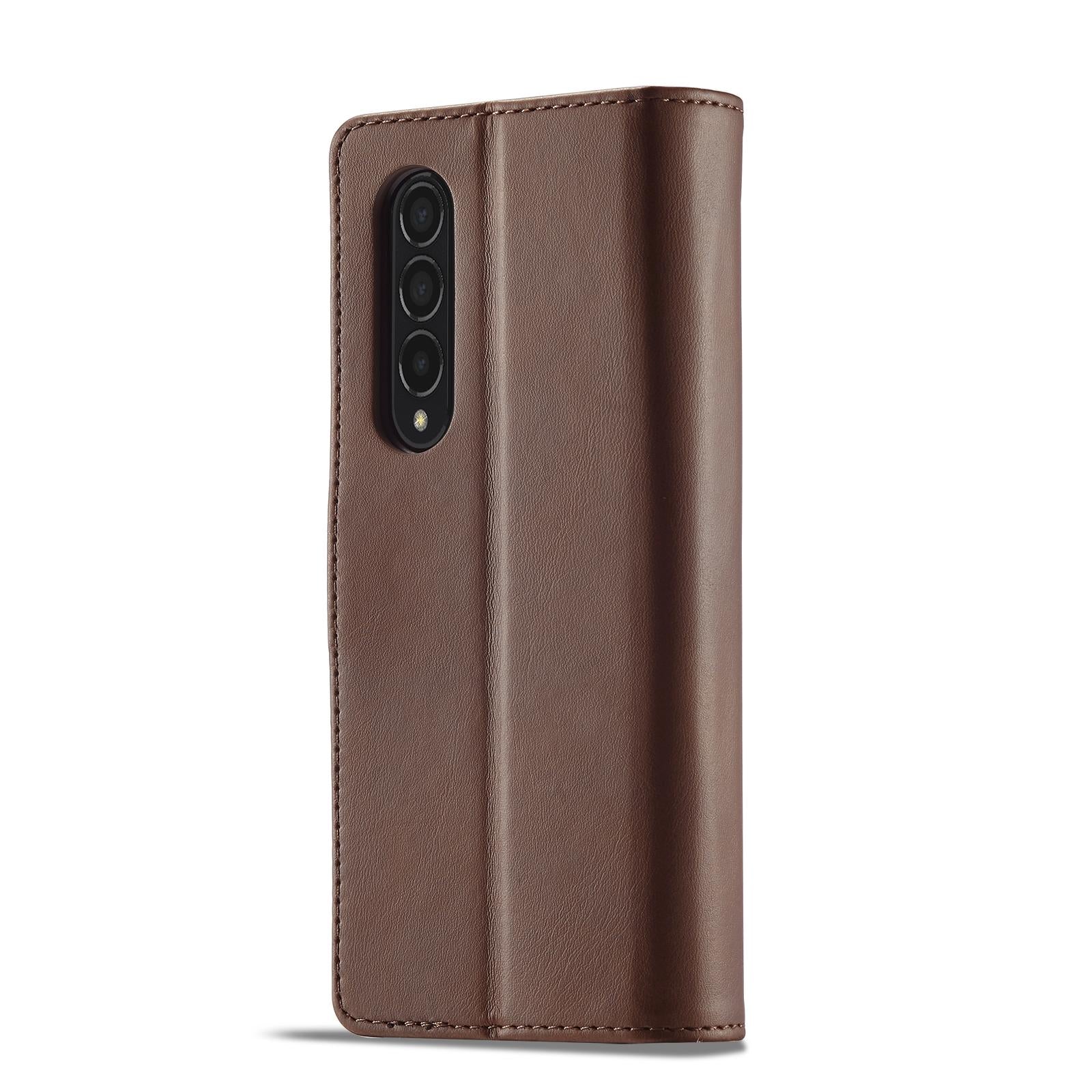For Samsung Galaxy Z Fold4 5G Calf Leather Phone Case - Red 4