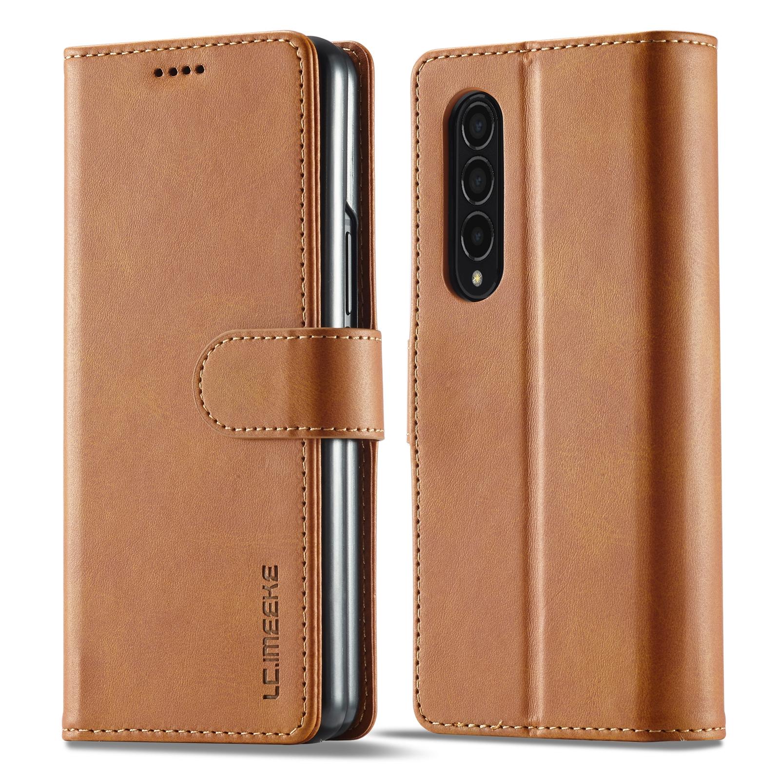 For Samsung Galaxy Z Fold4 5G Calf Leather Phone Case - Red 9