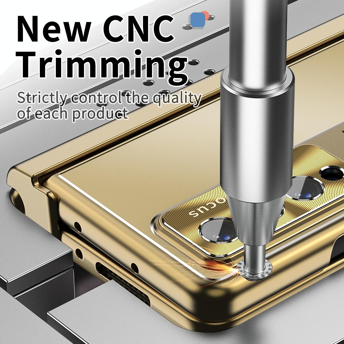 For Samsung Galaxy Z Fold4 5G Shockproof Aluminum Double Hinge Case - Gold 4